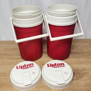 2 Vintage IGLOO Lipton Tea Drink Jugs 1/2 Gallon Thermos Clean